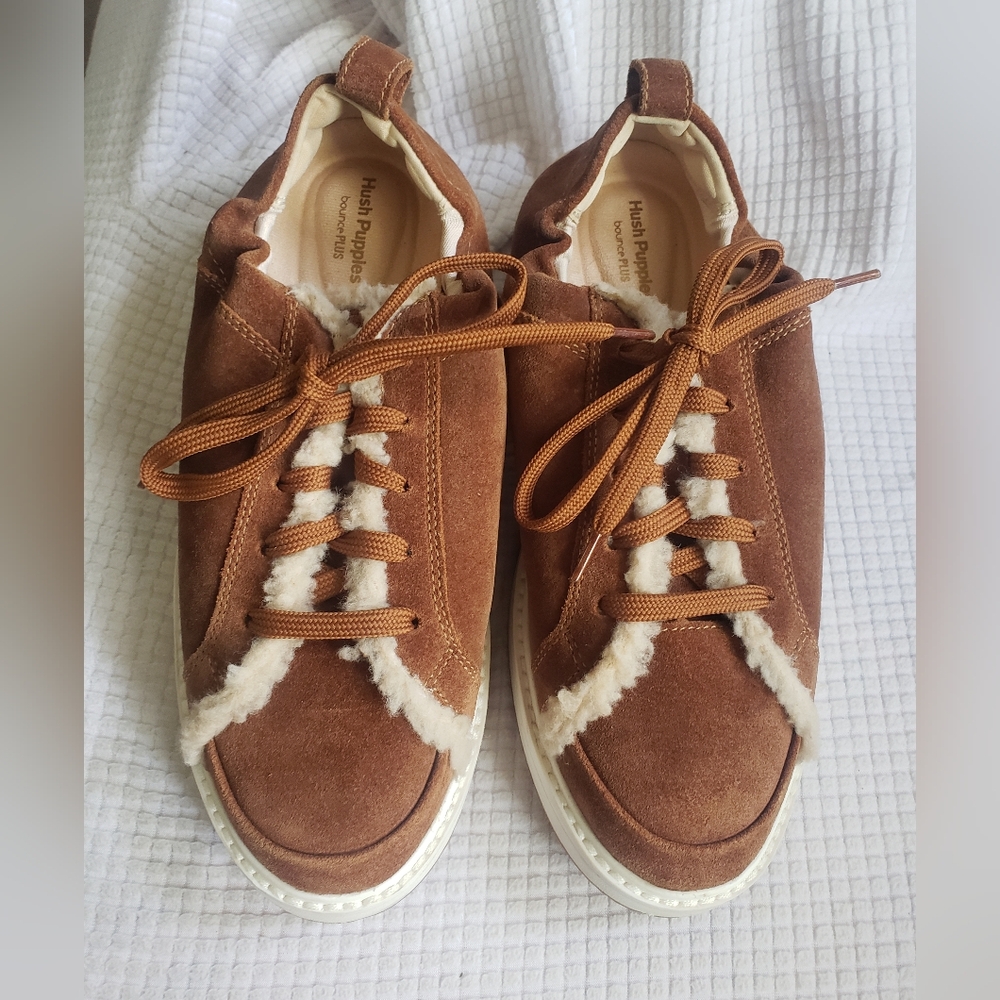 Hush Puppies sherpa leather & suede Ryann sneaker women's 8